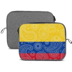 Colombiaanse Paisley Vlag Laptop Sleeve Case Beschermende Notebook Draagtas Reizen Aktetas 13 inch