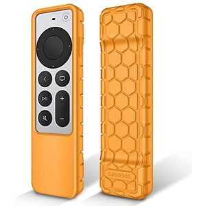 Fintie Beschermhoes voor Apple TV Siri Remote 2021 2022 - Honingkam Lichtgewicht Antislip Schokbestendige Siliconen Cover voor Apple TV 4K / HD Siri Afstandsbediening (2e Gen / 3e Gen), Oranje