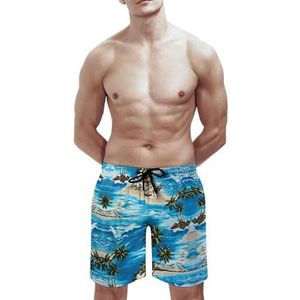 SANYJRV Heren Hawaii Casual Shorts, Licht Zacht Strand Korte Broek, Outdoor Running Sport Trunks met Pocket, Kleur 1, L