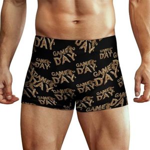 Game Day Cheetah Leopard Print Voetbal Heren Boxer Slips Hoge Tailleband Zacht Ondergoed Stretch Trunks Panty