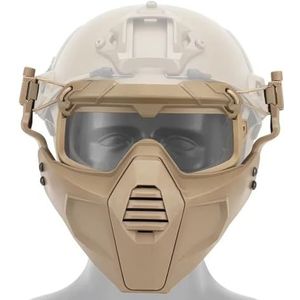 Airsoft Halfgelaatsmaskers, Tactische Gezichtsbeschermingsmaskers voor de Jacht met Helmconnector en Bril(Brown)