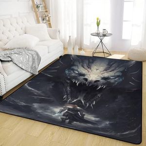 Noorse Mythologie Print Gebied Tapijt - Viking Runen Tapijt, Zacht, Duurzaam Flanellen Vloerkleed Antislip Wasbaar voor Woonkamer, Keuken en Badkamer(Color:Jormungandr,Size:120 x 160CM)