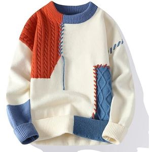 Herensweaters Patchwork Pullovers Streetwear losse casual gebreide trui Pullover Casual oversized gebreide trui
