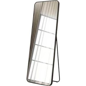 Buxibo - Minimalistische Design Passpiegel - Wandspiegel - Staande Rechthoekige Spiegel met Metalen Rand - Zwart - Modern - Kleedkamer Spiegel/Badkamerspiegel - 50x160x3 CM