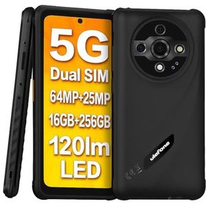 Ulefone Armor X31 Pro 5G Rugged Smartphone, camera 64 MP + 25 MP (nachtzicht en niet-verblindende zaklamp), 5G 16 GB + 256 GB, HD+ display 6,56 inch 120 Hz, Android 14 IP68 IP69K, GPS, NFC, zwart