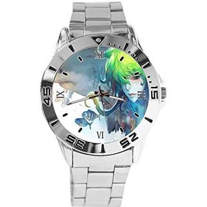 Anime Jongen Mode Heren Horloges Sport Horloge Voor Vrouwen Casual Rvs Band Analoge Quartz Horloge, Zilver, armband