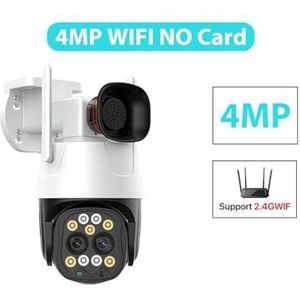 Bewakingscamera, 4K 8MP 4G Sim-kaart Camera Buiten 2.8mm-8mm Dual Lens 10X Zoom IP Camera AI Tracking Audio Beveiliging CCTV Camera H.265(4MP WIFI NO Card)