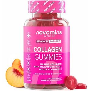 Collageen Gummies - Marine Collageen Gummies - Superior Type 1 Gehydrolyseerd Collageen - Doordrenkt met Biotine, Vitamine C en Hyaluronzuur - door Novomins