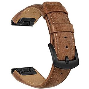 YAGHANG Quick Fit Lederen Horlogeband 22mm Compatible With Garmin Fenix ​​6/6 PRO / 5/5 Plus/Forerunner 945/935 / Approach S60 / S62 / Instinct horlogebandriem(Dark Brown,Fenix 6 Pro)