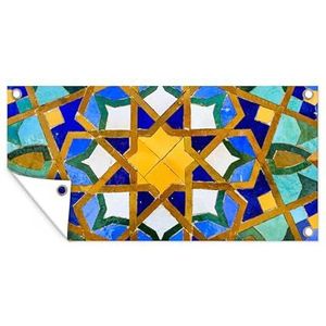 Tuinposter - 160x80 cm - Een kleurrijke Arabisch mozaïek