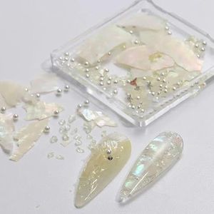 Elegante parel abalone schelp nagel manicure decoratie glinsterende aurora onregelmatige schelp plak vlok fragment bedel pailletten-S198-06