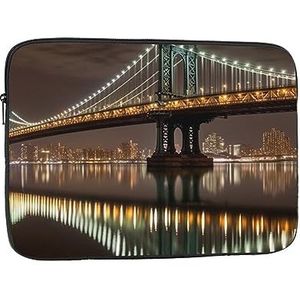 Laptophoes New York Manhattan Bridge Nacht Slanke Laptophoes Cover Duurzaam Aktetas Schokbestendig Beschermende Notebook Case 25 cm