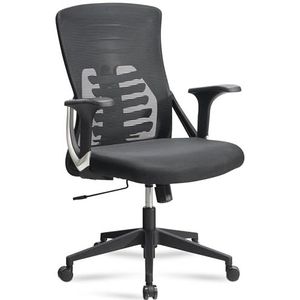 AMSTYLE Bureaustoel, zwart, mesh-bekleding, tot 120 kg, draaistoel, in hoogte verstelbaar, met lendensteun, stoffen bureaustoel, ergonomisch met armleuningen en kantelfunctie