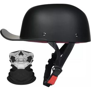 Motorfiets Half Helm Baseball Cap Met Een Masker ECE Gecertificeerde Motorfiets Jet Helm Retro Extended Brim Quick Release Gesp Voor Volwassen Mannen Vrouwen S~XL 55-62CM