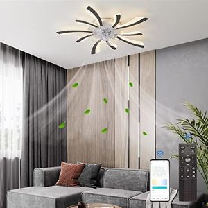 Led-plafondventilator Met Licht En Afstandsbediening, Dimbaar Omkeerbaar Ventilatorlicht Plafond Slaapkamer 6 Snelheden Plafondventilator Met Lamptimer Modern Design Voor Woonkamer -Black