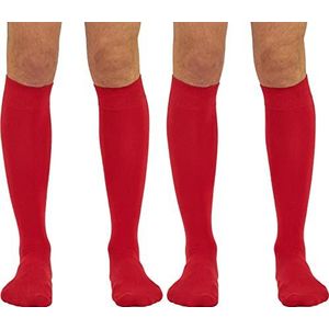 Coco&Hazel Kniekousen voor heren, 2 paar, gekamd katoen, naadloze teen, 2 paar Kh Rood, 42-45 EU