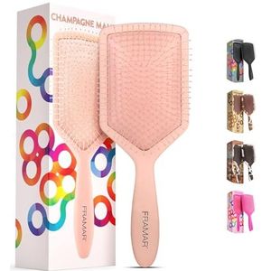 FRAMAR Ontwarrende Haarborstel, Paddle Brush - Elegante Haarborstel voor Vrouwen, Ontwarrende Borstel, Brosse A Cheveux, Krullenborstel, Haarontwarrer voor Vrouwen, Mannen en Kinderen (Champagne)