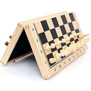 Internationaal Schaken Solid Wood Chess Set Opvouwbare Draagbare Magnetische Schaakbord Leisure Chess and Card Games Magnetisch geschikt for vakantiegangen Schaakspel schaakspel reis (Size : 34cm)