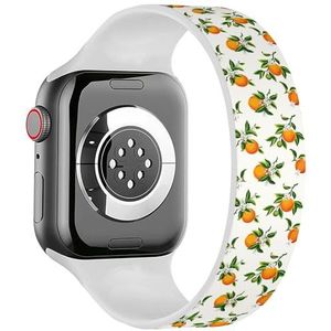 Solo Loop band compatibel met alle series Apple Watch 42/44/45/49mm (oranje fruit bloemen) rekbare siliconen band band accessoire, Siliconen, Geen edelsteen