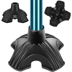supregear Riet Tip, Antislip Zelf Staande Quad Ondersteuning Rubberen Riettip Viervoeter Vervanging Tip Cane Tip voor 22 mm Diameter Standaard Wandelstokken Opvouwbare Riet Accessoire, Zwart