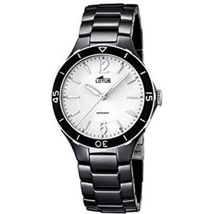 Lotus Vrouwen Quartz horloge met witte wijzerplaat analoge display en zwarte keramische armband 15931/3, Wit/Zwart, Armband