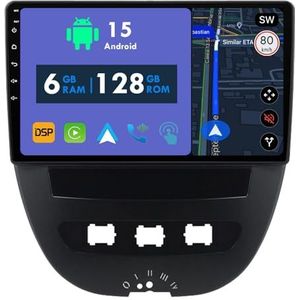 RoverOne Autoradio GPS voor Peugeot 107 voor Toyota Aygo 2005-2014 Carplay Android Auto Stereo Hoofdeenheid Bluetooth WiFi Radio Speler Sat Navigatie