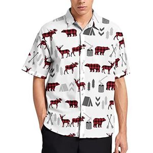 Hert Beer Hawaiiaans shirt voor mannen zomer strand casual korte mouw button down shirts met zak