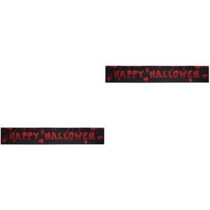 Cabilock 2 Stuks halloween-spandoek halloween hangende spandoek halloween foto achtergrond slingers voor halloween-feestjes Halloween-decoratie De vlag Menliaan polyester rood