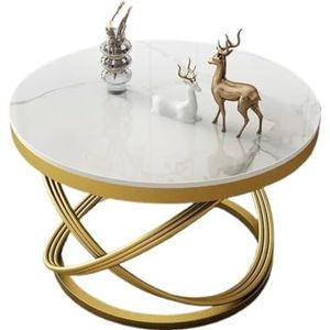 Klaptafel En Stoelen Voor Kampeerreizen Lichte Luxe Ronde Salontafel Klein Appartement Woonkamer Theetafel Ijzeren Leisteen Salontafel Bijzettafel Tafel Klaptafels En Stoelen(Gold,B)