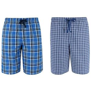 Hanes Grote en lange geweven katoenen pyjama voor heren, slaapshorts (verpakking van 2), Galapagos Blauw en Navy, 5XL tall