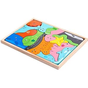 Zhihui Houten blokken | Houten puzzelblokken denkingssport speelgoed - Montessori educatief speelgoed dier/oceaan stapelspeelgoed puzzels voor jongens en meisjes van 0 tot 3 jaar oud