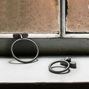 PONNYC Vintage antieke ring kast handgrepen meubels handvat lade knoppen kledingkast deur trekt meubels hardware 1 stuk (kleur: zwart-S)