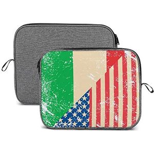 Amerikaanse En Italië Retro Vlag Laptop Sleeve Case Beschermende Notebook Draagtas Reizen Aktetas 14 inch