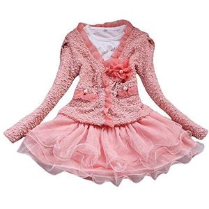 Petitebelle kanten bloemenjas L/s One Piece jurk voor meisjes 1-5Y 12-24 Maanden roze