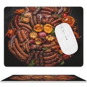 Muismat muismat met antislip rubberen basis, gemakkelijk glijden, gepersonaliseerd toetsenbordkussen, worst, barbecue, gamingmuismatten, desktopbeschermingsmat voor laptop, kantoor, thuis, één maat