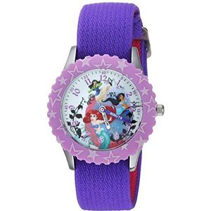 DISNEY Girls Princess Mulan Stainless Steel Analog-Quartz Watch with Nylon Strap, Purple, 15 (Model: WDS000200)