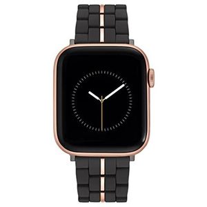 Nine West Mode rubberen armband voor Apple Watch veilig, verstelbaar, Apple Watch Band vervanging, past op de meeste polsen, zwart/roségoud, Zwart/rose goud