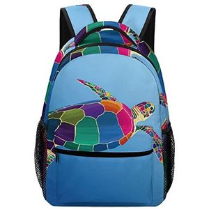 Kleurrijke Schildpad Pop Art Portret Leuke Rugzak Casual Dagrugzak Schoudertas Lichtgewicht Rugzak Voor Sport Reizen Outdoor