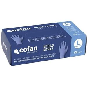 Sekureco Nitril handschoenen, blauw, dun, elastisch, poedervrij, doos met 100 stuks, Veelzijdig te gebruiken., L