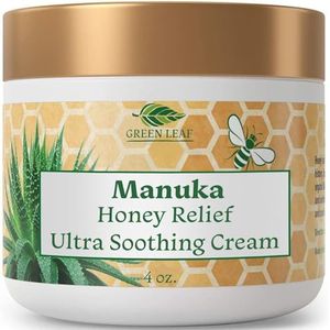 Green Leaf Naturals - Manuka Honing Gezichtscrème - 4 oz -Aloë Vera - Jojoba-olie doordrenkt - Lichaamscrème - Glutenvrije Moisturizer voor kinderen en volwassenen - Voedende huidverzorging