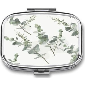 Wit Natuurlijk Groen Tak Pillendoos Pil Organizer Pil Case 2 Compartiment Geneeskunde Pil Organizer Kleine Pil Case Pil Container Pil Houder Leuke Pillendoos Mini Pil Case