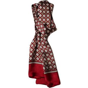 UK_Stone herensjaal, van 100% zijde, vintage sjaal met patroon, pied-de-poule ruitpatroon wijnrood