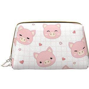 VUCEMI Varken achtergrond bedrukte koppeling cosmetische tas, lederen draagbare rits cosmetische tas, reizen multifunctionele grote capaciteit opbergtas, Wit, One Size