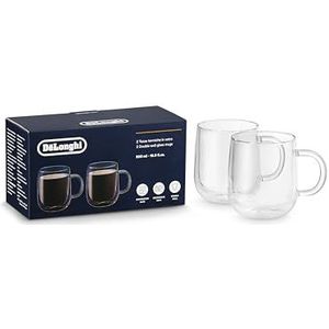 De'Longhi DLSC327 koffiekopjes van dubbelwandig thermoglas, collectie Hot & Cold, 2-delige set, inhoud 500 ml