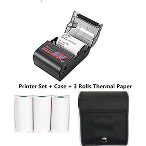 Handbediende Printer, Handheld Bluetooth-thermische ontvangstprinter Mobiele Mini 58mm draagbare printer USB Tickets-printers Altijd Afdrukken(Add Case)
