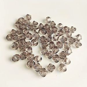 Dubbele kegel/bicone 6 mm 80 stuks - kralen kristallen losse kralen met gat 100-delige set DIY knutselen met gat Tsjechische facet kralen sieraden acryl rijgen klinknagels stenen - grijs