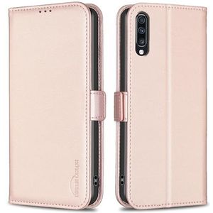 SHAMMA Hoesje voor Samsung Galaxy A70 Telefoonhoesje [Lederen PU TPU binnenschaal] HBF-31 goud