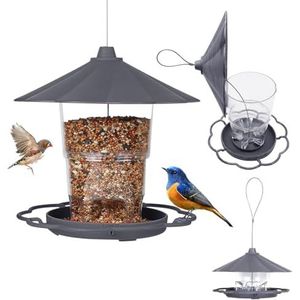 Bangbobi Opvouwbaar Vogelhuisje om op te Hangen - Weerbestendig Vogelhuisje, Hangende Vogelvoederbak, Vogelvoederbak, Balkon Vogelvoederbak voor Mezen, Mussen, Wilde Vogels (Grijs)