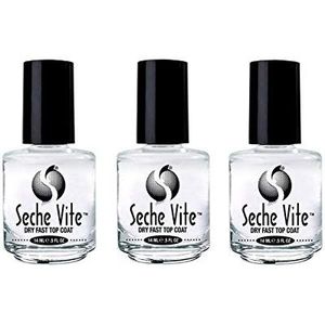 Seche Vite Dry Fast Top Coat Clear, transparent, schnelltrocknender & langanhaltender Nagelüberlack, das Original, 14 ml (3x)
