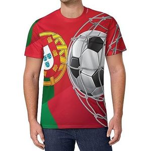 Portugal Vlag Voetbal Goa Heren T-shirt met korte mouwen Causale Ronde Hals Tee Mode Zomer Tops
